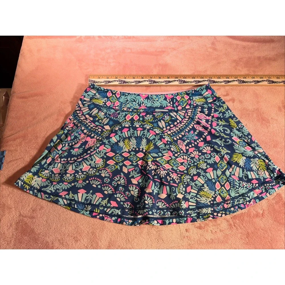 Women's Lilly Pulitzer Luxletic Vibrant Multicolor Tropical Pink Blue Skort Sz M